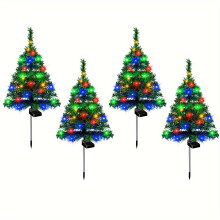 Solar Christmas Trees Outdoor Decor 4 Pack IP65 Waterproof