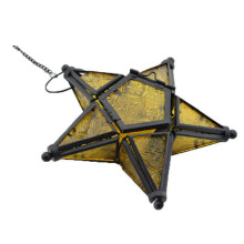 WRXMIJNHGSA Hängeleuchte im europäischen Stil, farbiges, geprägtes Glas, fünfzackiger Stern, Kerzenständer, Windlampe,