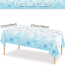 Christmas snowflake tablecloth blue white plastic 1 pack