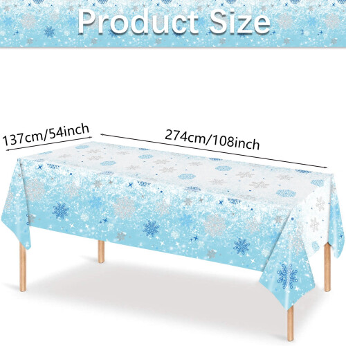 Christmas snowflake tablecloth blue white plastic 1 pack