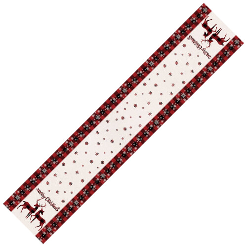 Christmas table flags embroidered deer linen 2 pcs