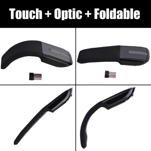 Wireless Mouse 2.4GHz Foldable Arc Design Black 1
