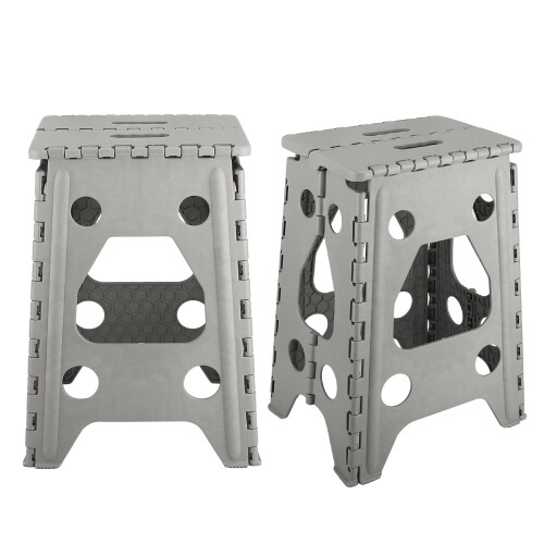 Folding Step Stool 17.9" 220 lbs Grey 2PCS