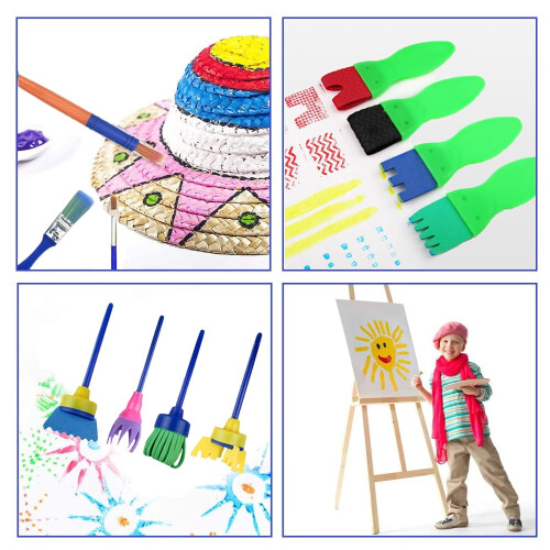 LNKOO kids paint brushes washable sponge set 48 pcs 2