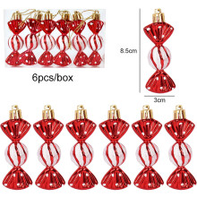 Christmas Tree Pendant Red Star Snowflake Ball 6pcs