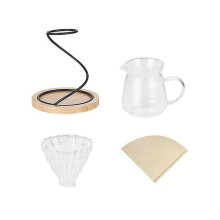 Glass hand-pour coffee pot set with stand and filter cup