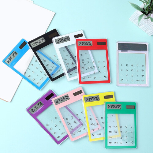 8-Digit solar calculator transparent large LCD ultra-thin 1