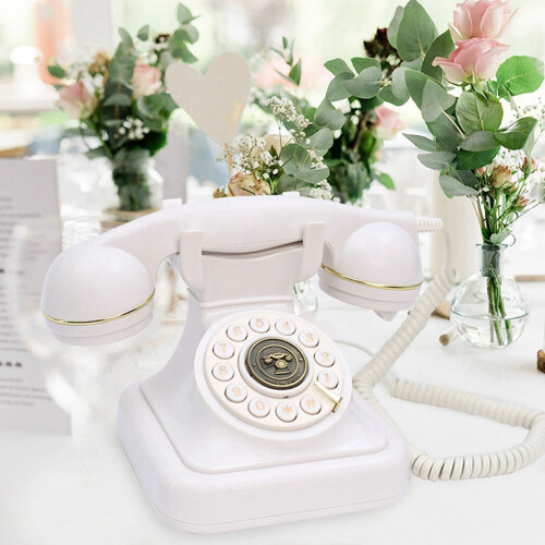 Retro Rotary Audio Guest Book Phone White 1