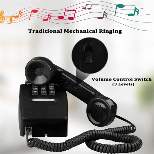 Classic Wall Phone Landline Mechanical Ringing Black 2