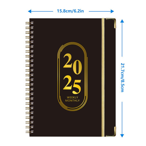Lksixu2025Planner Coil Notebook, A5 Σκληρόδετο με καρτέλες, Χοντρό χαρτί 120GSM, Εβδομαδιαίος & 1