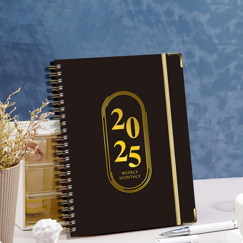 Lksixu2025Planner Coil Notebook, A5 Σκληρόδετο με καρτέλες, Χοντρό χαρτί 120GSM, Εβδομαδιαίος & 2