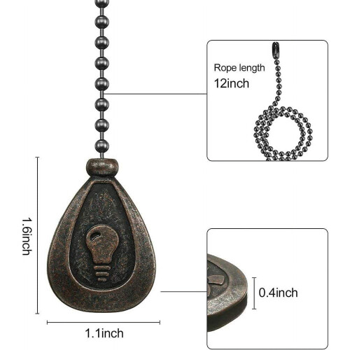 Bronze ceiling fan pull chain set 12 inch 2 pack 1