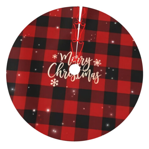Christmas tree skirt plaid 48 inch thick rustic holiday