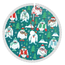 Snow Man Christmas Tree Skirt 36 Inch Rustic Holiday Decor