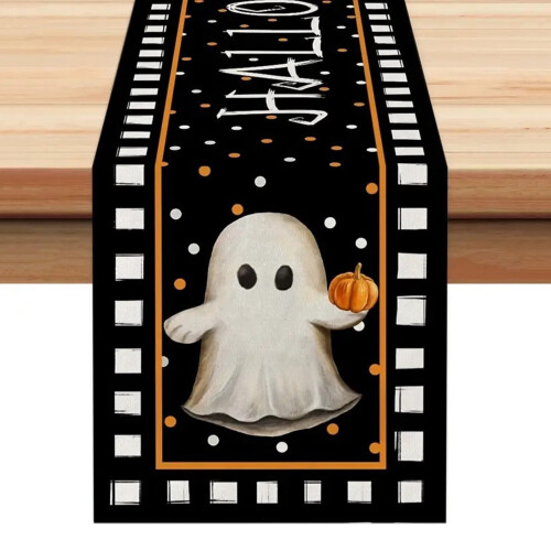 Pink Ghost Pumpkin Table Runner Halloween Decor 72x14 in 1