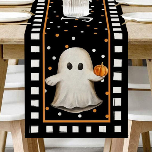 Pink Ghost Pumpkin Table Runner Halloween Decor 72x14 in 2