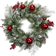 Flocked Mixed Pine Artificial Christmas Wreath 24 inch Unlit