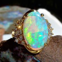 Golden Oval Opal Ring Fashion Jewelry