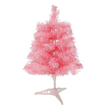Mini pink artificial Christmas tree with metal stand