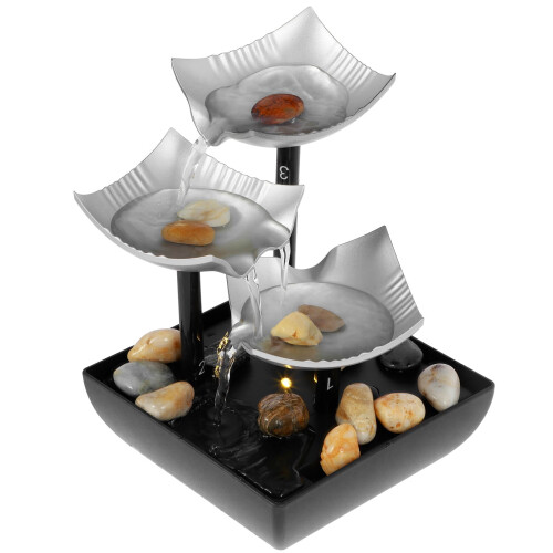 Tabletop Fountain with LED Light and Pebbles 1