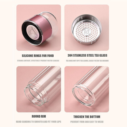 Infusifie tea infuser bottle 350ml double-layer glass 1