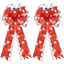 American Flag Burlap Wreath Bow Set 2 pcs