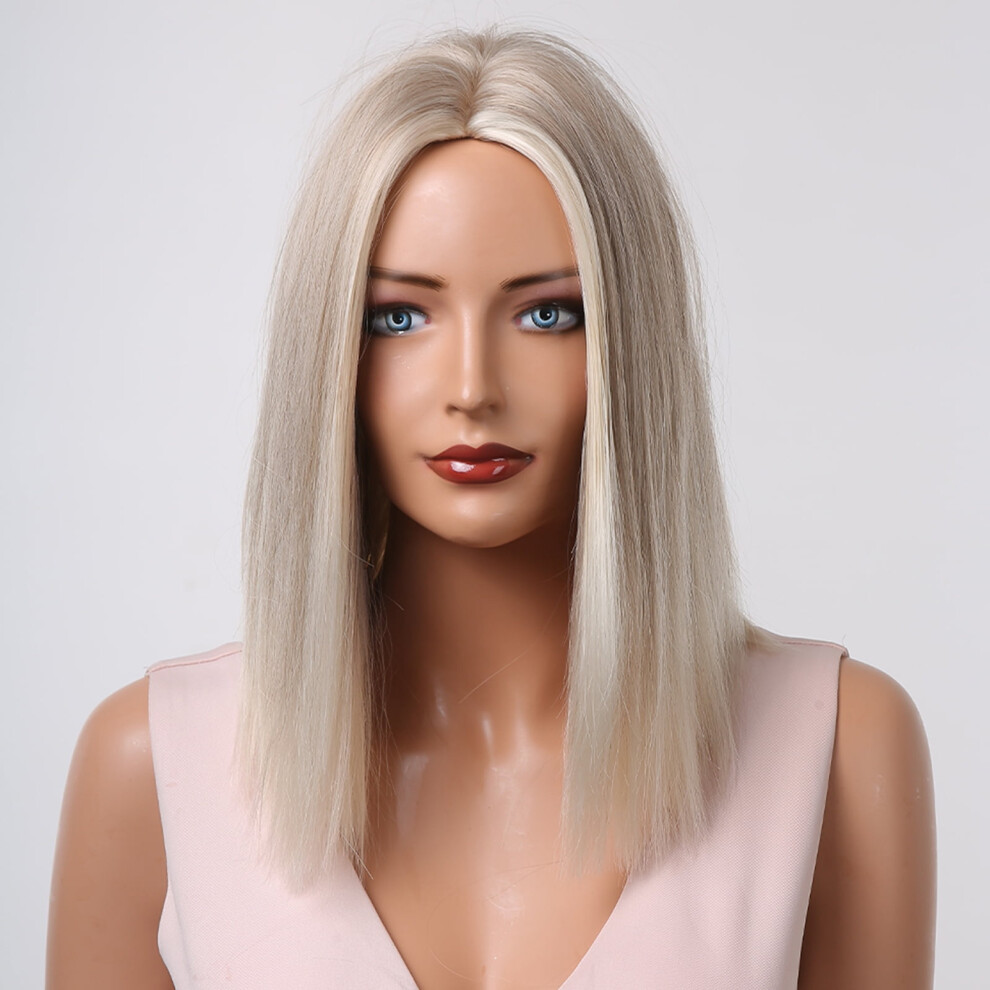 Red Ombre Bob Wig Straight Synthetic 16 Inch