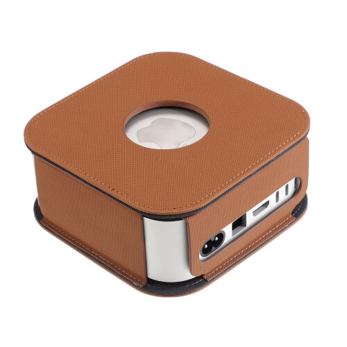 Mac Mini M4 Pro protective leather case with precise cutouts