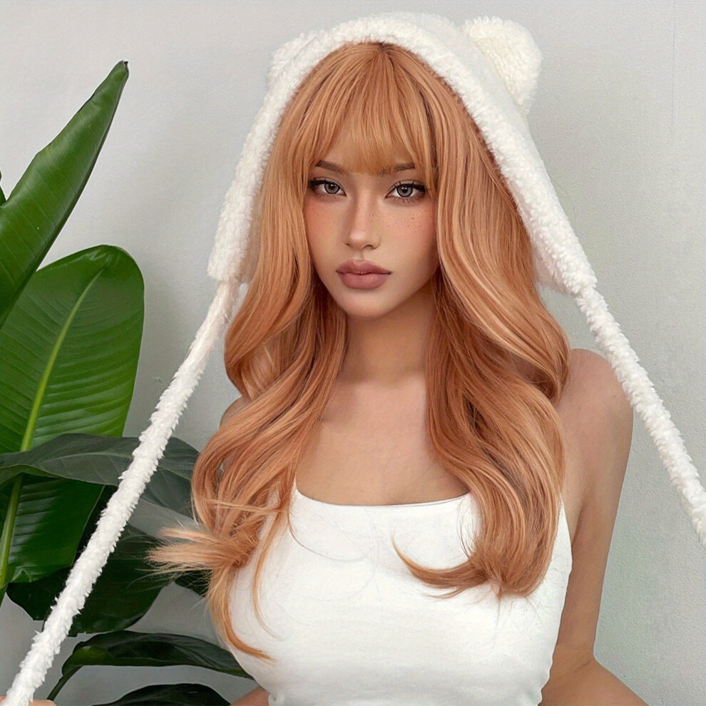Wine Red Synthetic Curly Wig 24 inches with Bangs