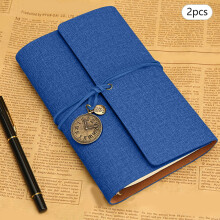 Vintage-style leather notebook A6 loose leaf 2 pcs