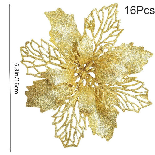 Christmas ornaments artificial flowers for wreath 16 pack 2