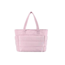 (Pink) Lightweight Puffy Tote Bag, Tote Bag for Women with Compartments Shoulder Bag