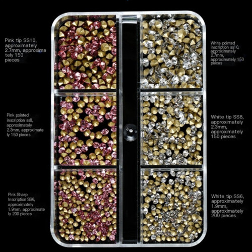Rhinestone Nail Decoration Box 6-Grid Pointed Bottom 1