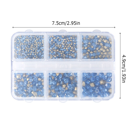 Rhinestone Nail Decoration Box 6-Grid Pointed Bottom 2