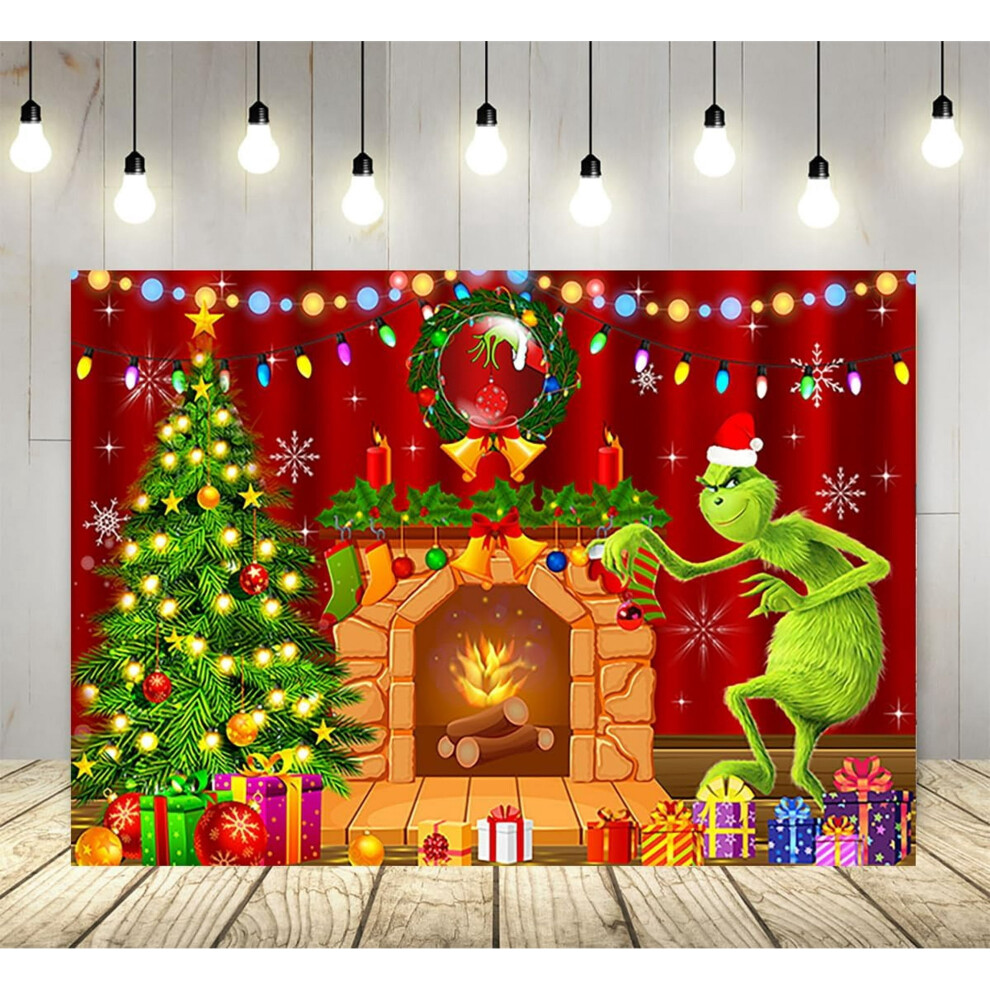Cartoon Fireplace Backdrop Christmas Party 6X4 Ft 946140169132