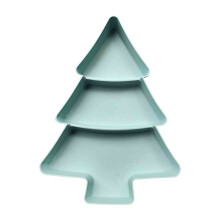 Christmas tree serving tray plastic 3-compartment