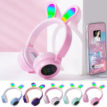 Jacenvly Bluetooth headphones rabbit ear wireless green
