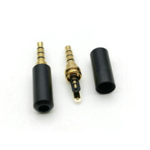 Black 3.5mm 4-Pole Male Stereo Plug for Headphone Cable