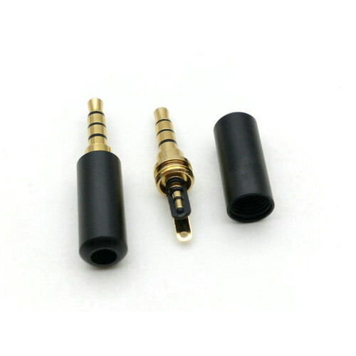 Black 3.5mm 4-Pole Male Stereo Plug for Headphone Cable