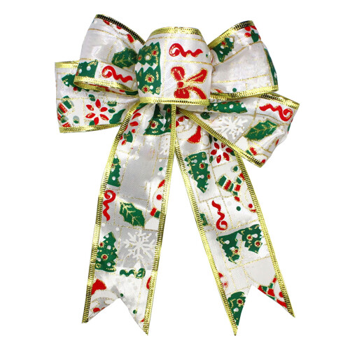 Gold Christmas bow hanging decoration 20 cm