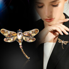 Retro Crystal Dragonfly Brooch for Women 1 piece