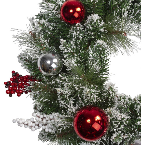 Flocked Mixed Pine Artificial Christmas Wreath 24 inch Unlit 2