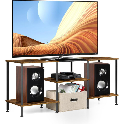 TV Stand 50 inch Rustic Brown 3-Tier with Storage