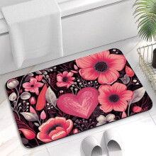 Pink heart shower mat non-slip absorbent 1624 inch