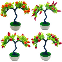 Artificial fake fruit tree bonsai in pot for home office