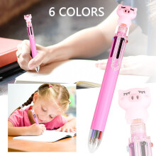 Cartoon Pig Ballpoint Pen Multicolor Press Type 6 Colors