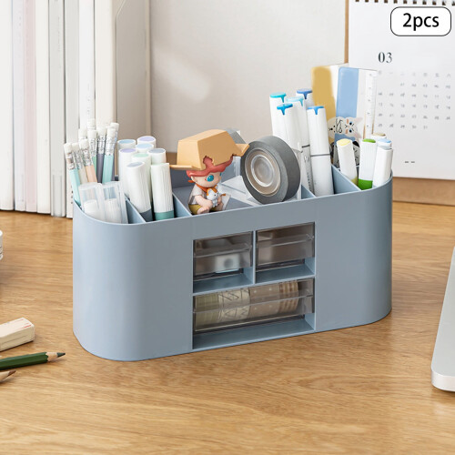 Pen Holder Storage Box Desktop Office Stationery 2PCS