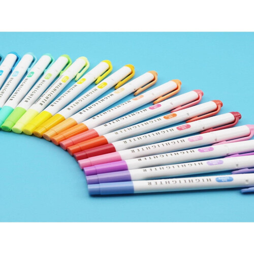 LOVEVER Highlighter Pen Dual Tip Mixed Colors 1 Set 2