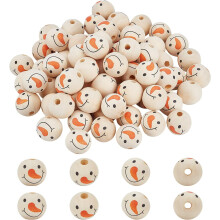 Snowman Wooden Beads 20mm 70pcs Natural Wood 4mm Hole
