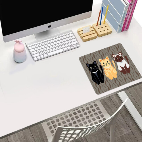 Colorful Cat Mousepad Natural Rubber Non-Rectangular 32x70cm